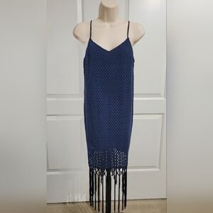 ✨️3/$9✨️ Skies Are Blue Eyelet Fringe Blue Dress